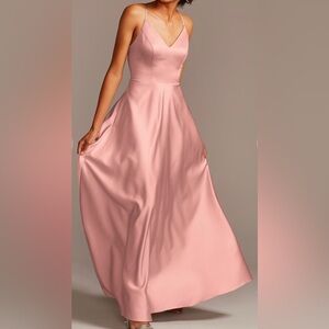 Pink Evening Party Gown, Sweetheart Neckline & POCKETS